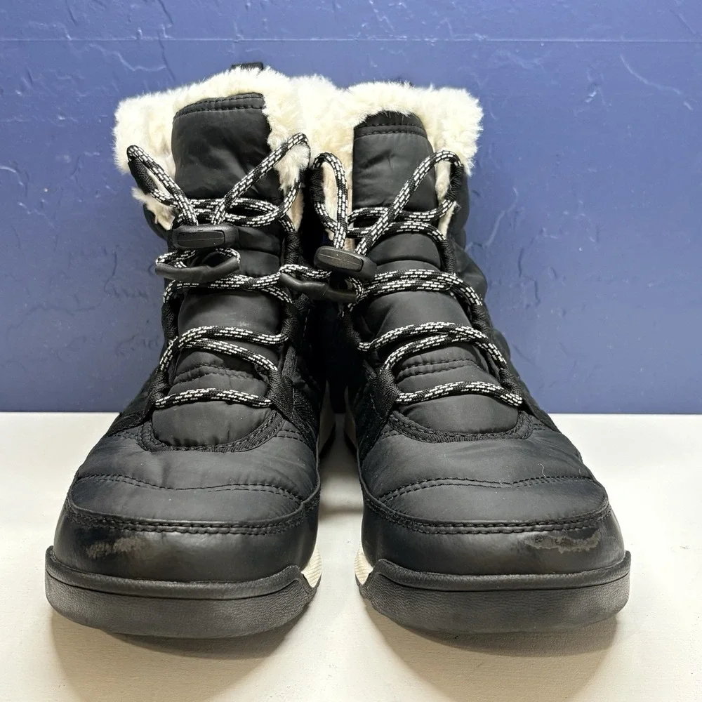 SOREL Kids Whitney Short Lace Waterproof Boots Youth Unisex Sz 6 Black